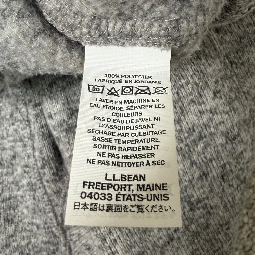 LL Bean Mens Sweater Fleece Full Zip Jacket Gray Heather Slightly Fitted Medium